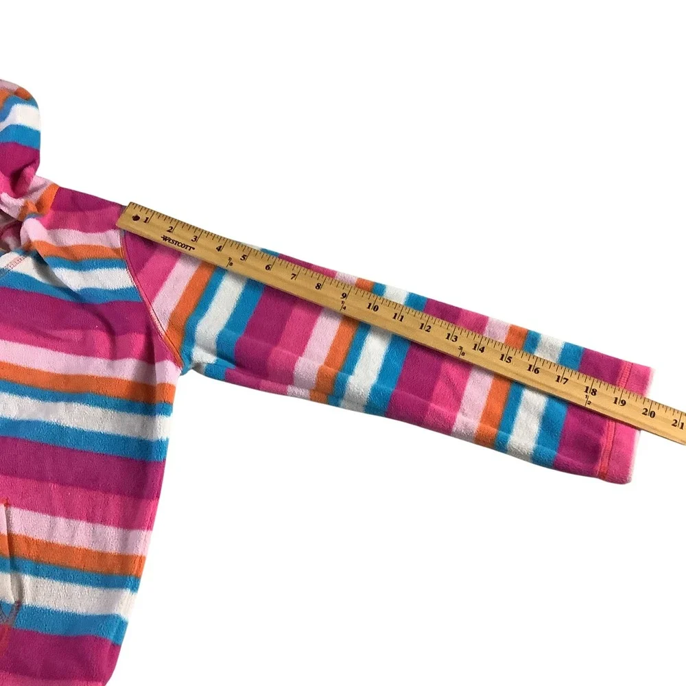 The Children's Place Fleece Hoodie Girls L 10/12 Pink Striped Y2K Preppy Core